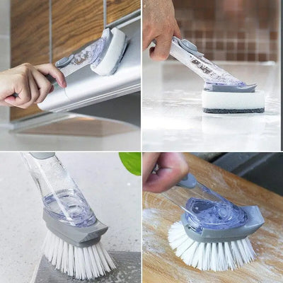 Refillable Liquid Cleaning Brush Long Handle Dispenser Cleaner Tool